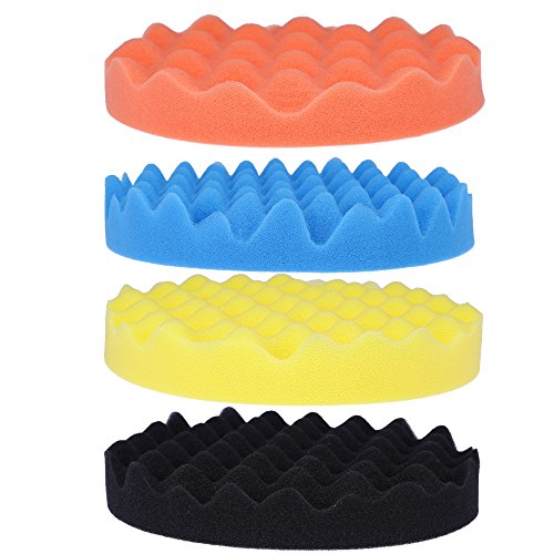 MDEOOSKY 4Pcs 7 Inch Waffle Polishing Foam Buffing Pad Set Replacement for Car Polishser