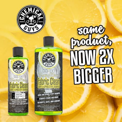 Chemical Guys, Foaming Citrus Fabric & Carpet Cleaner, Seats & Mats, 32 oz | High-foam cleaner lifts coffee, soda and food stains and odors from seats, carpet and floor mats, citrus scent - size: 32 Fl Oz (Pack of 1)