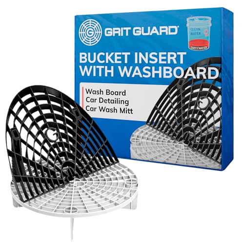 Grit Guard The Original Bucket Insert with Washboard Combo | Removes Dirt from Wash Mitt for Detailing | Car Wash Bucket Insert & Washboard | Black/White - Made in the USA - color: Black/White