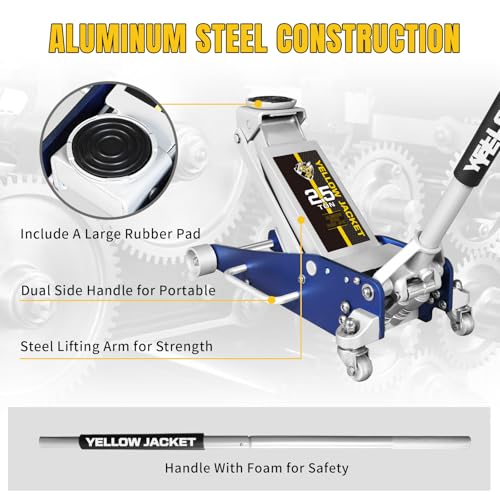 YELLOW JACKET Floor Jack 2.5 Ton Hydraulic Low Profile Aluminum and Steel Racing Car Jack with Fast Lifting Dual Pump, 5500 lbs Capacity - color: Blue, size: 2.5T low profile dual pump