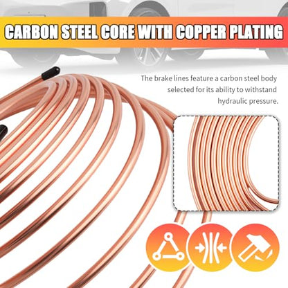 3/16" Brake Line Kit,Universal Brake Line Flaring Tool Kit with 24 Inverted Fittings & Tube Bender,Portable Brakes Lines Repair Kits as Automotive Tools for Most Hydraulic Systems