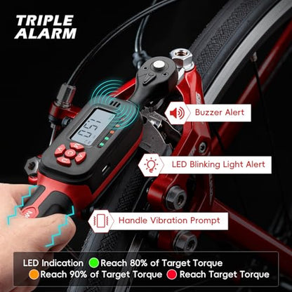15-Piece Bike Digital Torque Wrench Kit, 1/4" Drive, 1-22 Ft.lb | Electronic Torque Wrench with Hex & Torx Bits, Bike Card Tool, LED & Buzzer Alerts for MTB, Road Bike & Bicycle Maintenance - size: 1/4" 15pcs-Bike 1.5-30N.m/1-22Ft.lb