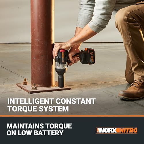 WORX Cordless Impact Wrench 20V 1/2" Brushless, WX276L | 1400 FT-LBS Breakaway Force; Constant Torque System; Auto Stop Mode; 5.0Ah Battery & 2.0Ah Charger Included; PowerShare - style: 20V Cordless Brushless High Torque Impact Wrench(Battery Pack & Charg