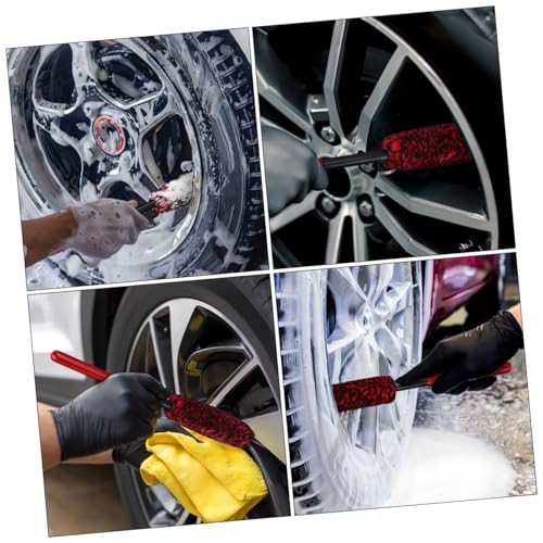GANAZONO Wheel Brush Cleaner Set 2pcs Removable Tire Brush for Car Detailing Long Handle Wheel Cleaner for Auto and RV Washing for Brake Dust Road Grime Removal