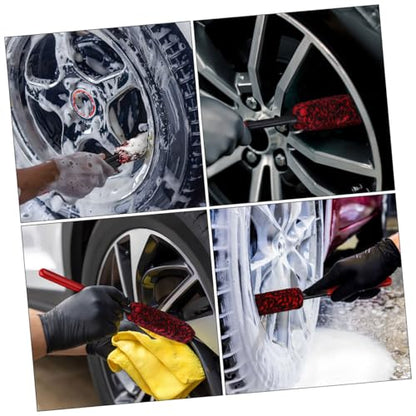 GANAZONO Wheel Brush Cleaner Set 2pcs Removable Tire Brush for Car Detailing Long Handle Wheel Cleaner for Auto and RV Washing for Brake Dust Road Grime Removal