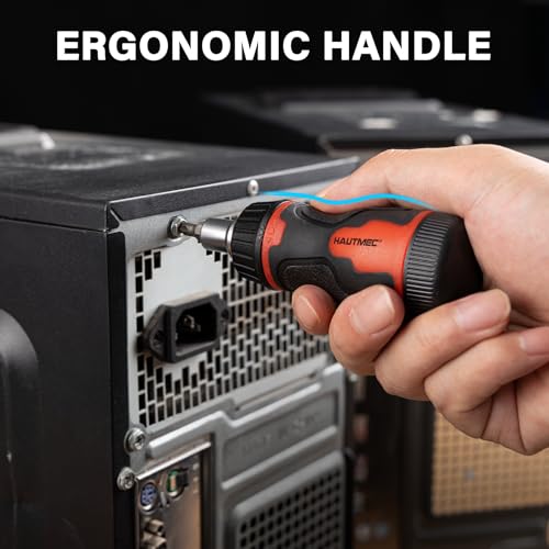 HAUTMEC 8-in-1 Stubby Ratcheting Screwdriver Set, Multi Screwdriver Tool All in One, Ratchet Short Screwdriver Set with Multi Bit Screw Driver for Use in Confined Space, Chrome Vanadium Steel Shaft - color: 8-in-1 Ratcheting