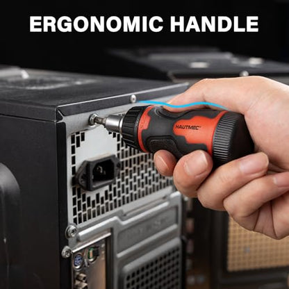 HAUTMEC 8-in-1 Stubby Ratcheting Screwdriver Set, Multi Screwdriver Tool All in One, Ratchet Short Screwdriver Set with Multi Bit Screw Driver for Use in Confined Space, Chrome Vanadium Steel Shaft - color: 8-in-1 Ratcheting