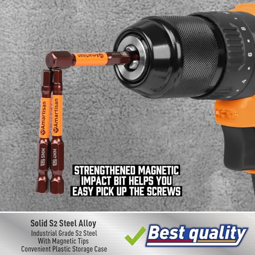 Amartisan 20-Piece Hex Head Allen Wrench Drill Bit Set, Metric and SAE S2 Steel Hex Bits Set, Magnetic Tips, 2.3" Long With Storage box. - style: 20-Piece Hex Bit Set