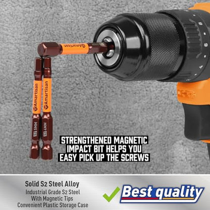 Amartisan 20-Piece Hex Head Allen Wrench Drill Bit Set, Metric and SAE S2 Steel Hex Bits Set, Magnetic Tips, 2.3" Long With Storage box. - style: 20-Piece Hex Bit Set
