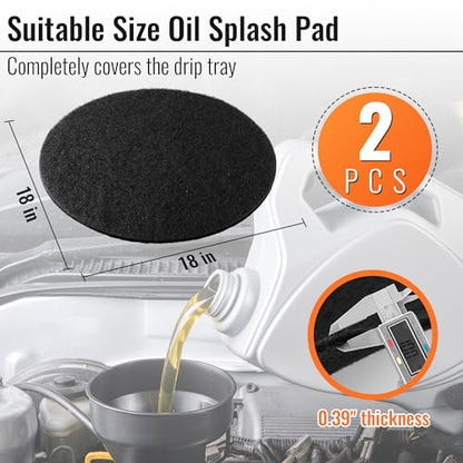 Saillong 2 Pcs 18'' Round Oil Drain Splash Pad, No Splatter Pad Fit 1.5-20 Gal Oil Drain Pan, Anti Splash Oils Change Mat for Car Changing Oils Transmission Drains Pan