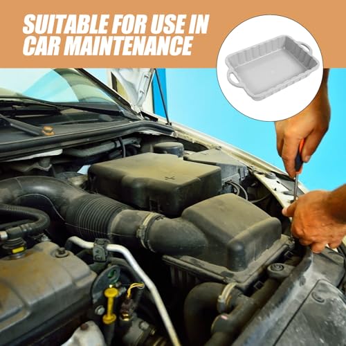 CALLARON 23.5" Car Oil Drain Pan - Heavy Leakproof Oil Collector Pan, Plastic Large Transmission Drain Pan, White Changing Oil Pans for Car Truck Engine, Transmission, Automotive Accessories - color: White