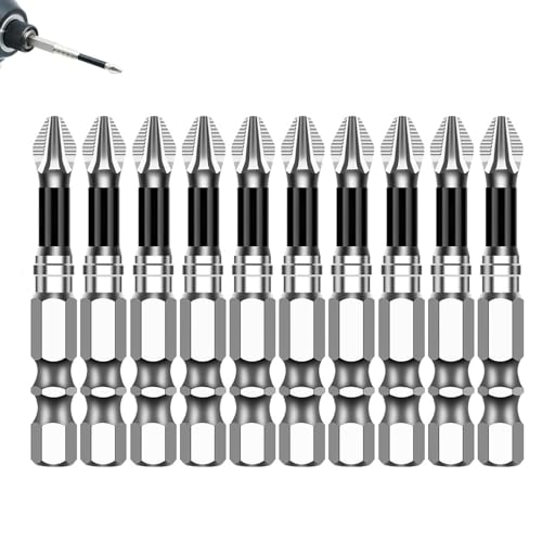 Magnetic Non-Slip Drill Bit Kit - High Magnetic S2 Alloy Steel Screwdriver Bits, Anti-Slip Hex Shank Set (25/50/65/70/90/150mm) for Impact Driver & Electric Drill (10, 50L) - size: 50L