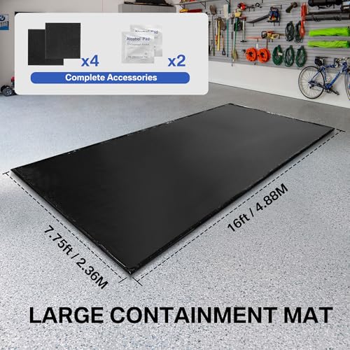 Waterproof Under Car Garage Floor Containment Mat with Squeegee for Snow Rain Mud Oil Protection 7'9" x 16' - size: 7'9" x 16'