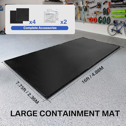 Waterproof Under Car Garage Floor Containment Mat with Squeegee for Snow Rain Mud Oil Protection 7'9" x 16' - size: 7'9" x 16'