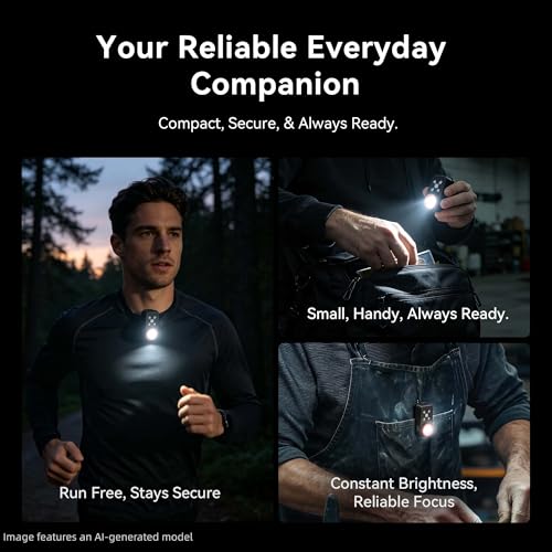 Yzoni R3 EDC Flashlight Rechargeable, Pocket Clip On Flashlight, Mini Magnetic Flashlight with 800LM Spotlight & 600LM Floodlight, USB-C Small Flashlight for Inspection, Repair, Camping & Emergency