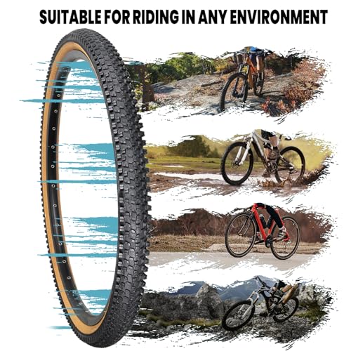 Hycline 2-Pack Mountain Bike Tires Set: 20/24/26/27.5-inch Folding Replacement High-Performance Wear-Resistant Bicycle Tires and Pair Inner Tubes with Tire Levers for MTB Off-Road Bike - color: 26x1.95-60TPI（Skinwall）