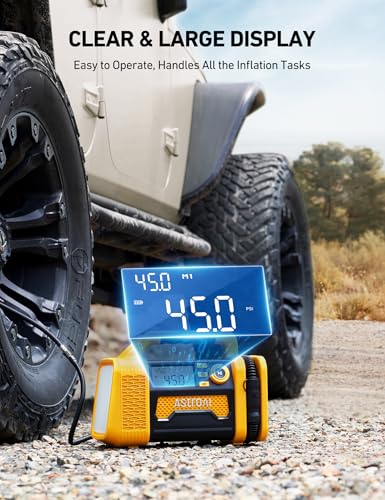 AstroAI TC3 Truck Tire Inflator Portable Air Compressor, 150PSI Cordless Heavy Duty Air Pump with 4000mAh Battery, TurboRise Fast Inflation & Auto Shutoff, Digital Gauge for SUV, RV & Off-Road 4x4