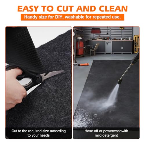 Grefinity Garage Floor Mat，6.6'x 8.5' Oil Spill Mat Heavy Duty Under Car Mat for Garage & Driveway, Protects Against Oil, Chemicals & Stains with TPE Anti-Leak Backing, Reusable & Washable - size: 6.6'x 8.5'