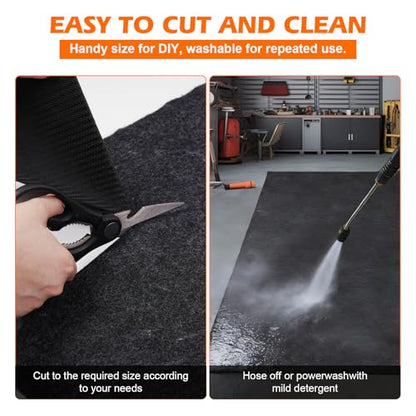 Grefinity Garage Floor Mat，7.6'x 19' Oil Spill Mat | Oil Spill Mat, Heavy Duty Under Car Mat, TPE Anti-Leak Backing, Reusable & Washable - size: 7.6'x 19'