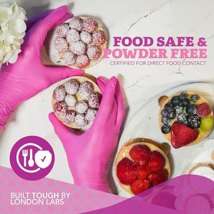 London Labs 4 Mil – Fuchsia Pink Nitrile Gloves – Disposable Latex Free & Powder Free– Chemical Resistant, Pink Rubber Gloves - size: Large, style: Bubblegum - 1000 Count