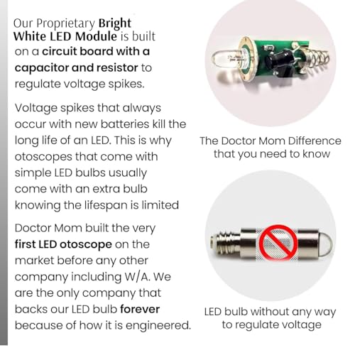 4th Generation Doctor Mom LED Pocket Pro Otoscope with Both Adult and Pediatric Disposable Specula Tips, Battery, and Protective Hard Plastic Case - Black - color: Black