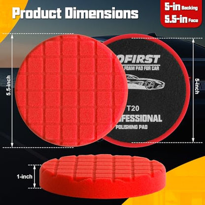 Foam Buffing Pads 5.5 Inch, 3Pcs Red Waxing Polishing Pad Set for Car Paint Gloss, Sealing Glaze and Detailing - color: Red, size: 5.5 - Inch