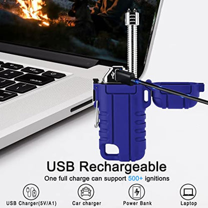 SUPRUS Waterproof Lighter Windproof Lighter Arc Plasma Lighters USB-C Rechargeable with Expandable and Flexible Neck for Outdoor, Camping & Kitchen (Blue) - color: Blue