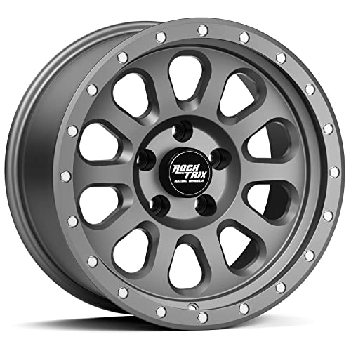RockTrix RT111 18 Inch Wheel Compatible with Jeep Wrangler JK JL Gladiator JT Rims, 5x5" 5x127 PCD, 18x9-12mm Offset, 4.5" Backspace, 71.5mm Bore, Matte Gunmetal 18" Wheel - color: Matte Gunmetal, size: 18x9 -12mm offset