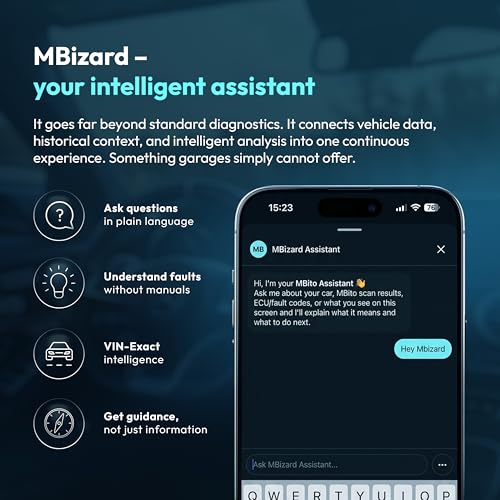 MBito Professional OBD2 Scanner Bluetooth | Compatible with W204 W205 W212 W213 C117 X253 W166 | Vehicle Diagnostics & Coding 2008-2024 | iOS Android