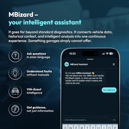 MBito Professional OBD2 Scanner Bluetooth | Compatible with W204 W205 W212 W213 C117 X253 W166 | Vehicle Diagnostics & Coding 2008-2024 | iOS Android