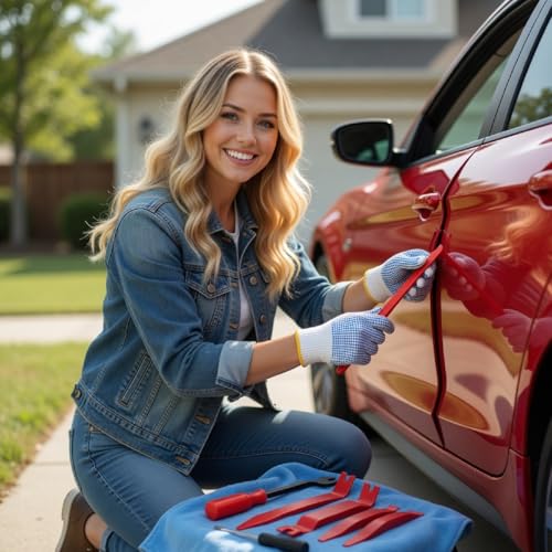 6 PCS Nylon Auto Trim Removal Tool Kit No-Scratch Removal Tool Kit for Car Panel & Audio Dashboard Dismantle Red - color: Red Trim Removal Tool