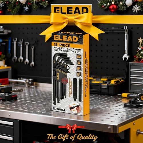 ELEAD 15-Piece Metric Hex Key Allen Wrench Set with Extension Bar, 1.27-10 MM, Long Arm Ball End Design, Heat-Treated S2 Steel - style: 15PCS Metric