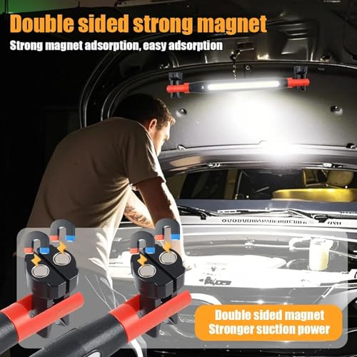 COB Under Hood Light, 1200LM Super Bright USB Rechargeable Magnetic Work Light Bar with 360° Flexible Neck for Car Repair, Garage, Automotive Mechanics