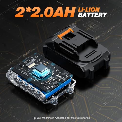 20V Brushless Cordless Ratchet Wrench 3/8", 67Ft-Lbs/ 90Nm Max Fastening Torque, 2x 2Ah Battery, 300RPM, Power Electric Ratchet Driver for Makita Battery, Set with 8 Sockets, 1/2"& 1/4"Adapter