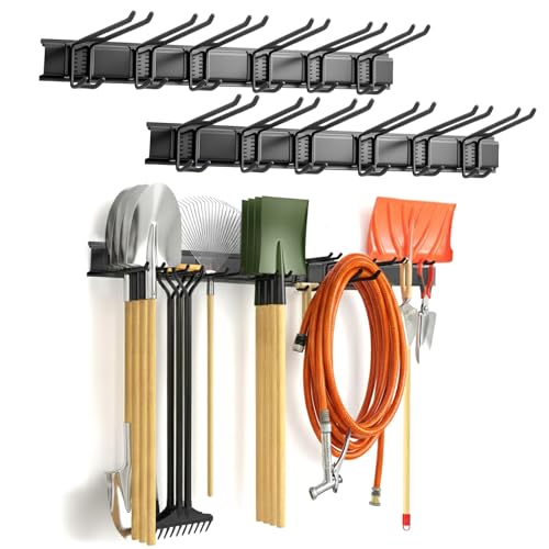 Garage Tool Organizer 48in - Heavy Duty Wall Mount Tool Storage Rack Load 350lb Garage Organization for Mop Rake Broom Shovel Folding Chair