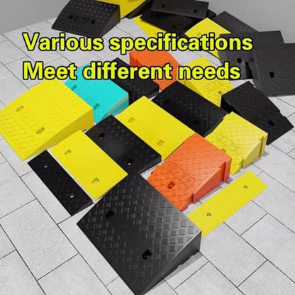 Lightweight Curb Ramps Plastic Driveway Ramp Portable Threshold Ramp Set for Sidewalk Car Scooter Bike Motorcycle Wheelchair Golf Cart(Black,19.7x10.6x3.1in)(Yellow,19.7x8.7x2.0in)
