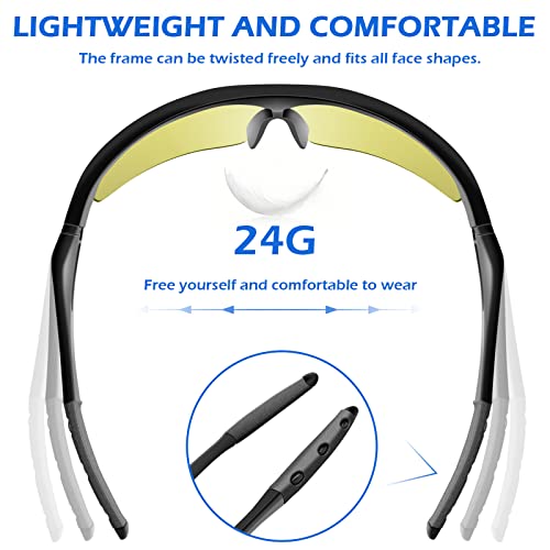 OXG 12 Pack Safety Glasses, ANSI Z87.1 Impact Resistant Anti-Scratch Safety Goggles for Men Women Youth - color: Yellow