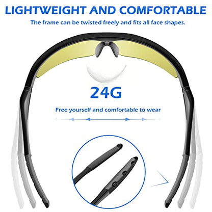 OXG 6 Pack Tinted Safety Glasses for Men Women, Safety Goggles ANSI Z87.1 Protective Eyewear Scratch Resistant Eye Protection - color: Yellow