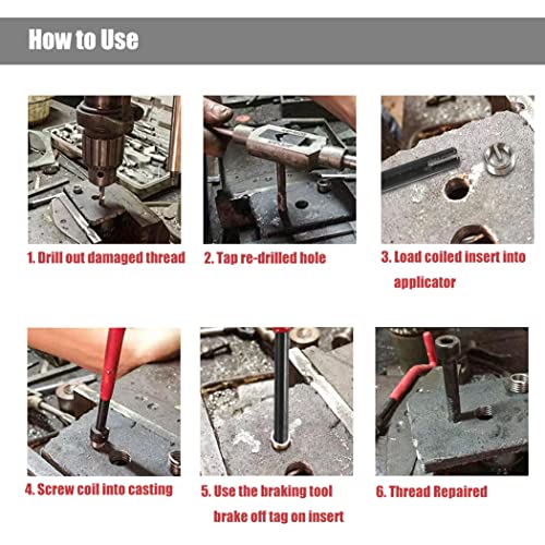 Yakamoz 30Pcs M8 Thread Repair Kit Metric M8 x 1.25 Helical Coil Inserts Stripped Thread Repair Damaged Screw Threads Rethreading Drill Bit Taps Helicoil Kit Repairing Tool
