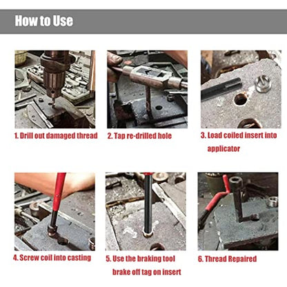 Yakamoz 30Pcs M8 Thread Repair Kit Metric M8 x 1.25 Helical Coil Inserts Stripped Thread Repair Damaged Screw Threads Rethreading Drill Bit Taps Helicoil Kit Repairing Tool