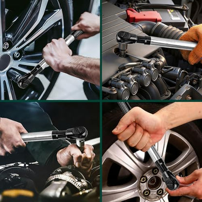 Offset Extension Wrench, 11 Piece 1/2" Offset Extension Wrench Impact for Electric Drill with 9 Impact Socket, 1/2" drive handle, Multifunctional Electric Ratchet Wrench, Slim for Tight Spaces - color: 11pcs-banshou