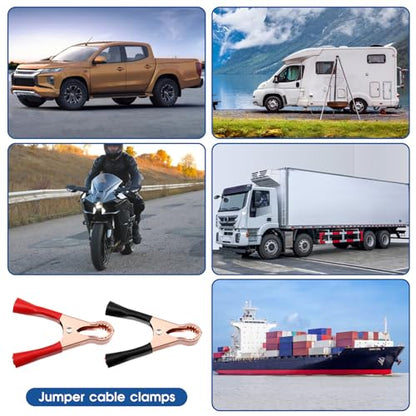 4 Pcs Insulated Alligator Clips, 50A Heavy Duty Alligator Clamps Black Red Boot Metal Spring Loaded Truck Car Battery Electric Test Clips for Car Automotive Vehicle Boat