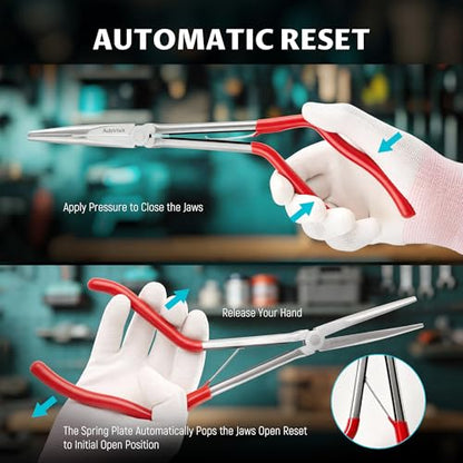 2-Piece Pistol Pliers Set, 11-Inch Long Nose And 10-Inch Long Handle Pistol Pliers, Can Be Used As Fishing Gear And To Hold Nuts And Fasteners, Easy To Work In Tight Spaces