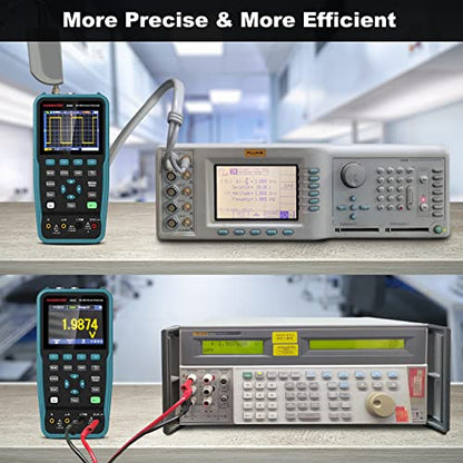 HANMATEK Handheld Digital Oscilloscope 50Mhz Bandwidth with 2 Channels HO52 3.5" TFT Mini Oscilloscope, 2 in 1 Oscilloscope and Multimeter, Backlit Screen, Auto-Calibration Function, Memory Function - style: 50 Mhz