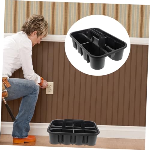 Car Cleaning Tools Storage Basket Thickened Plastic Organizer with Carrying Handle Square Compartment Storage for Car Detailing and Cleaning Supplies