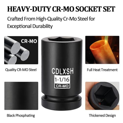 3/4 Inch Deep Impact Socket Set, Standard 6-Point SAE Socket Set | 12 Pcs Heavy Duty Drive Impact Sockets(13/16"-1-5/8"), Cr-Mo Steel, Overall Heat Treatment for Vehicle and Equipment Repair - style: zxttgj-3/4-12PC-SAE Socket