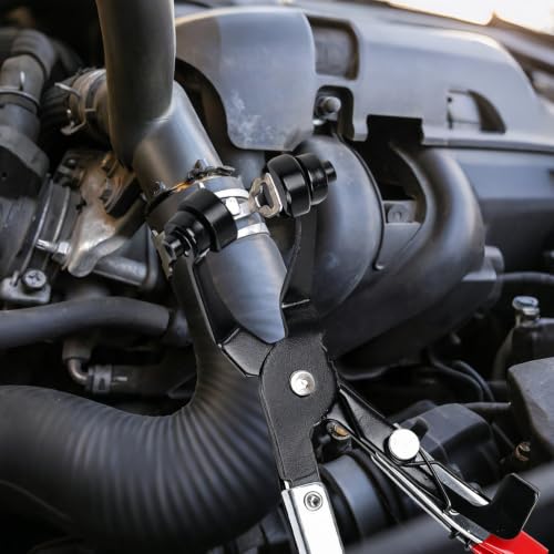 2Pcs Hose Clamp Pliers, Hose Clamp Tool Includes 45° Angle Flat Belt Hose Clamp Plier and Flat Band Hose Clamp Plier, Spring Clamp Pliers for Automotive Fuel Oil Heater Water Hose