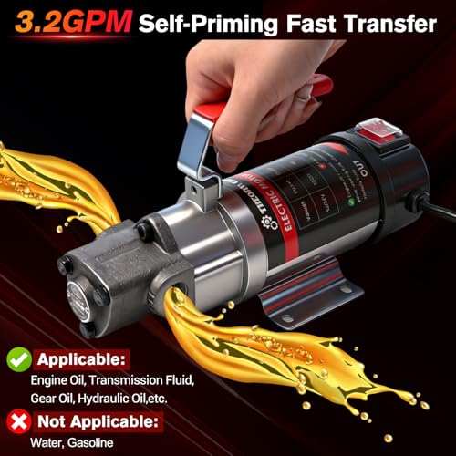 24V 100W Electric Oil Extractor Pump, 3.2GPM High Flow Gear Oil Change Pump, Transmission Fluid Pump for Engine Oil, Viscous Liquids, Lubricant, Extended Motor & Enlarge Pump Head - color: Single Pump