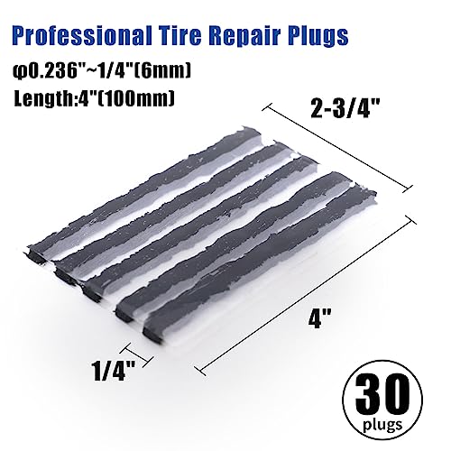 30pcs 4" Tire Plugs Heavy Duty.Tire Repair Plugs（Black） | Tire Plugs for Puncture Repair are Suitable for Tubeless Tires Car, Light Truck, Motorcycle, ATV, UTV. etc.… - style: Tire Plugs (30PCS)