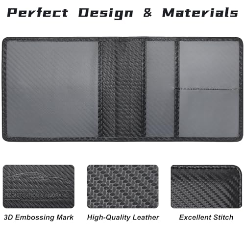 Car Registration and Insurance Holder, Premium Leather Insurance and Registration Holder,vehicle Glove Box Car Organizer, with Magnetic Shut for Cards, Driver License (Carbon Fiber Black-S) - color: 01-Carbon Fiber Black-S